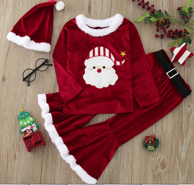 Conjunto Navideño Infantil: Blusa de Peluche, Pantalón Acampanado y Gorro - Image 8