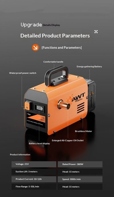 Bomba de Aceite Eléctrica Recargable de Alta Potencia con Autocebado - Image 22