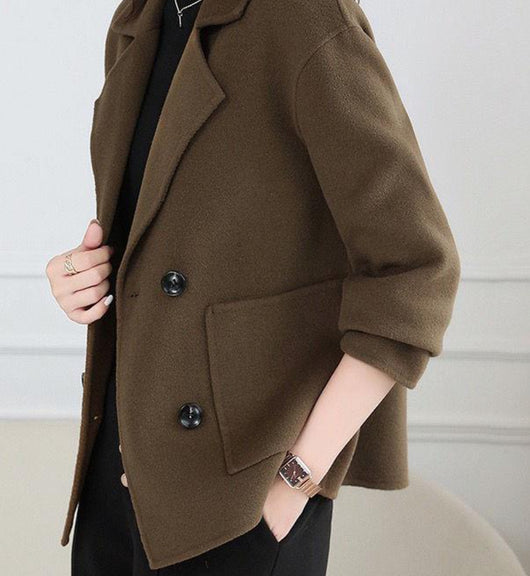 Abrigo de Lana Grueso Casual Corto - Estilo Mamá Versátil - Image 12