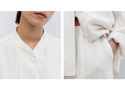 Camisa de Lino y Algodón con Cuello Mao Retro - Diseño Minoritario de Manga Larga - Image 4