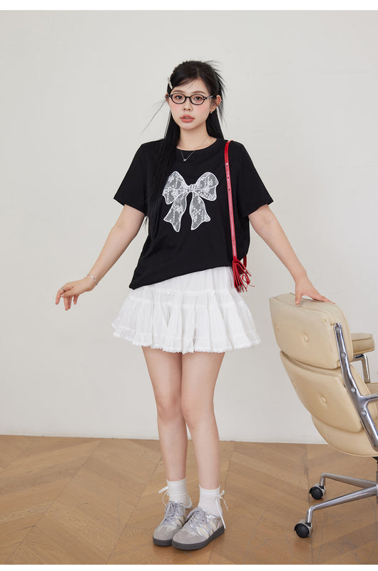 Blusa Corta con Encaje Mariposa - Camiseta Elegante y Versátil - Image 13