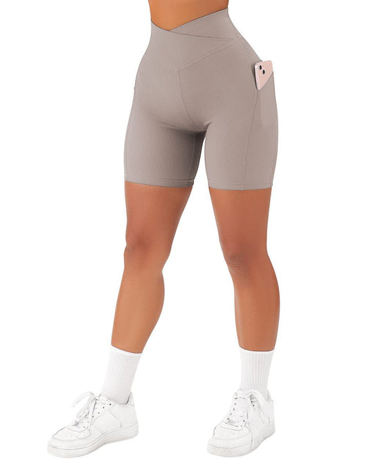 Shorts Deportivos Cruzados para Mujer con Bolsillos y Cinturón - Image 11