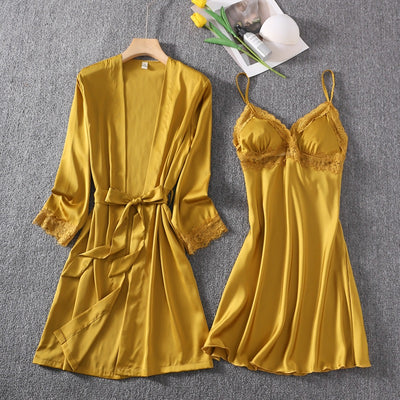 Camisón Corto Sensual con Tirante de Seda Helada y Soporte de Pecho - Image 31