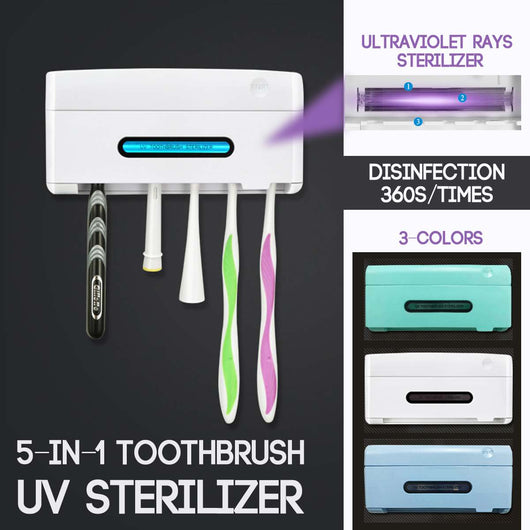 Mint green UV toothbrush sterilizer holder with a 'START' button and a display showing 'UV TOOTHBRUSH STERILIZER'. - Image 6