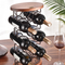 Botellero de Hierro Forjado con Base de Madera - Mueble Decorativo para 6 Botellas