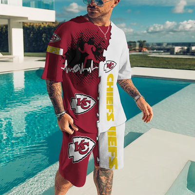 Conjunto de Playa Talla Grande: Playera Suelta y Shorts Estampados
