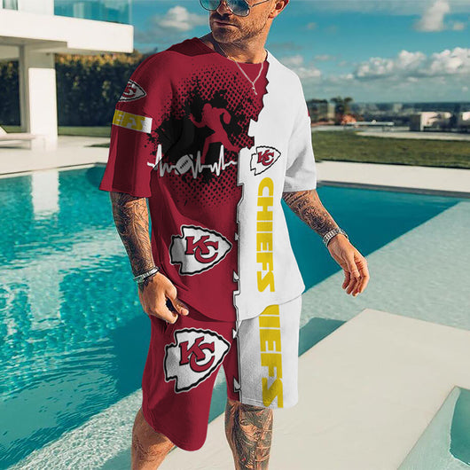 Conjunto de Playa Talla Grande: Playera Suelta y Shorts Estampados