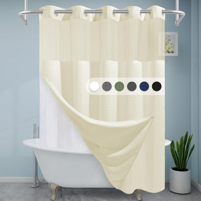 Cortina de Baño Doble Capa con Hebilla Grande - Diseño Liso y Moderno - Image 48