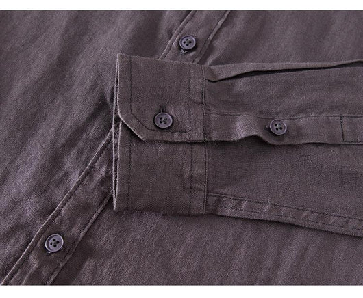 Camisa Abrigo de Lino con Cuello Mao - Diseño Minimalista - Image 15