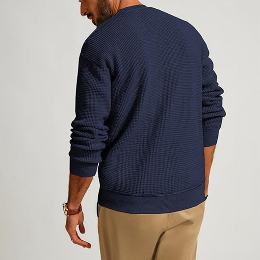 Suéter Cuello Redondo Textura Waffle para Hombre - Pullover Tejido Casual - Image 14