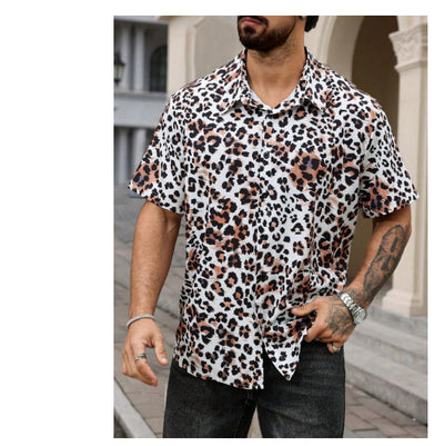 Camisa Elástica Estampado Leopardo de Cuatro Costados para Hombre - Image 10