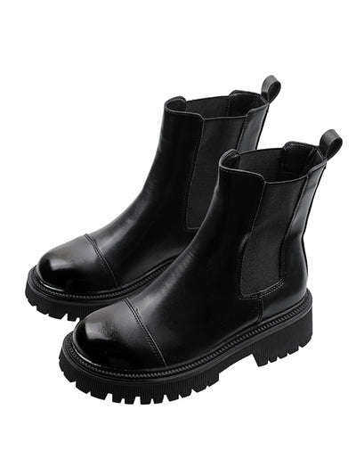 Botas Plataforma Retro British Style en Terciopelo Marrón - Botas Skinny para Invierno - Image 4
