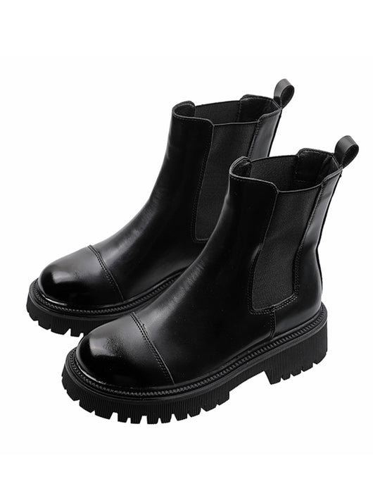 Botas Plataforma Retro British Style en Terciopelo Marrón - Botas Skinny para Invierno - Image 4
