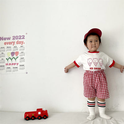 Conjunto Infantil Helado a Cuadros - Playera Manga Corta - Image 14