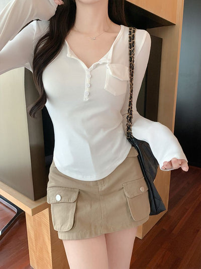 Blusa Larga Elegante Ajustada con Botones para Mujer - Image 24
