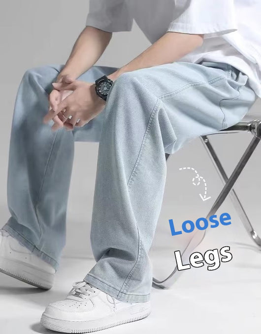 Pantalón Jeans Hombre Corte Recto Ancho Suelto con Caída - Image 14