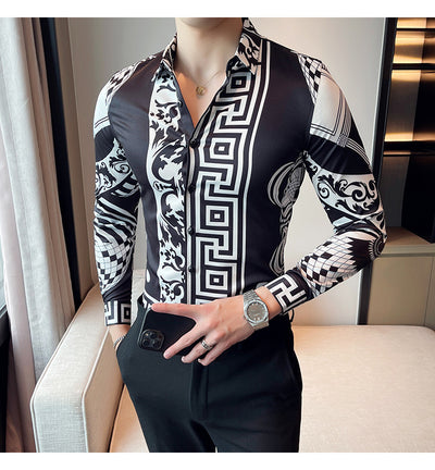 Camisa Manga Larga Estampada Slim Fit para Hombre - Image 33