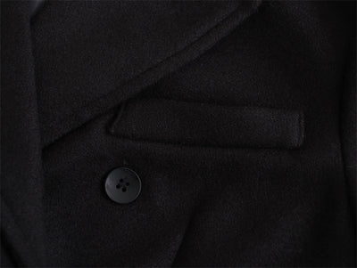 Abrigo de Lana Doble Botonadura Cuello V para Mujer - Negro - Image 22