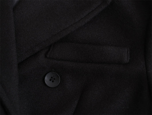 Abrigo de Lana Doble Botonadura Cuello V para Mujer - Negro - Image 22