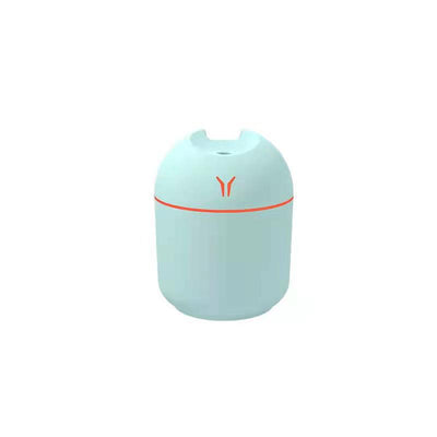 Light blue mini desktop humidifier with an orange accent line and a small orange logo, featuring a single mist outlet. - Image 4