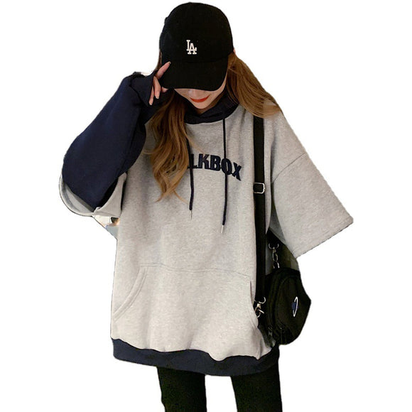 Suéter Deportivo Dos Texturas con Capucha para Mujer