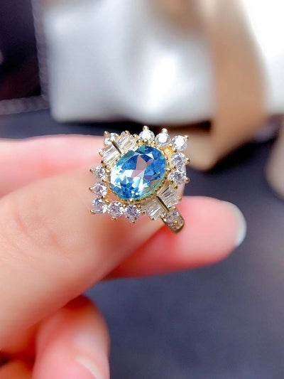 Anillo de Plata 925 con Topacio Azul - Joya de Moda Elegante