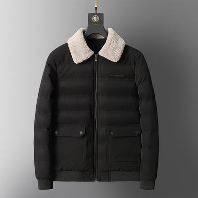 Abrigo Acolchado Cálido con Cuello de Piel para Hombre