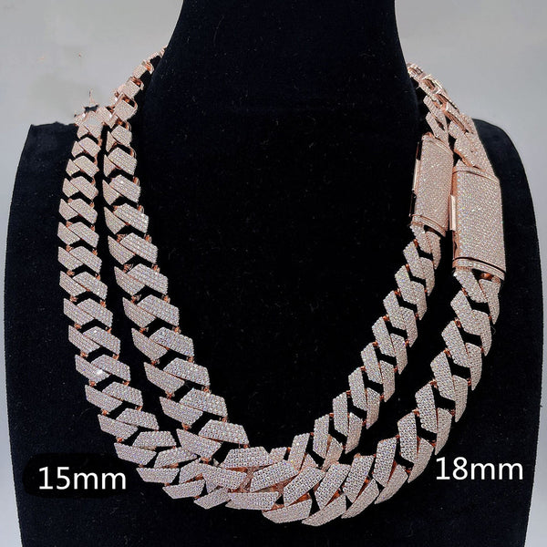 Cadena Cubana Moissanita Plata S925 - Collar de Lujo Brillante