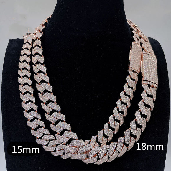 Cadena Cubana Moissanita Plata S925 - Collar de Lujo Brillante