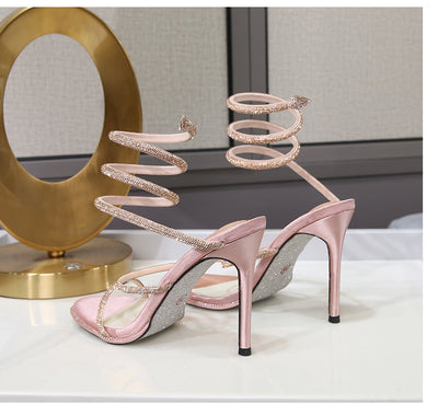 Sandalias Stiletto con Tiras al Tobillo y Cristales Brillantes para Mujer - Image 26