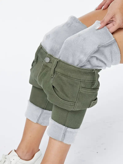 Pantalón Skinny Denim Tiro Alto Lavado Verde Oscuro - Image 7