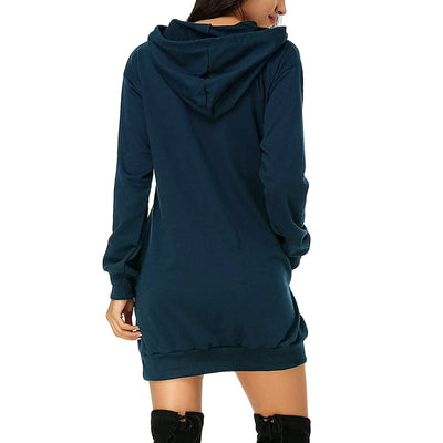 Suéter Vestido Holgado de Color Sólido con Mangas Largas - Image 8