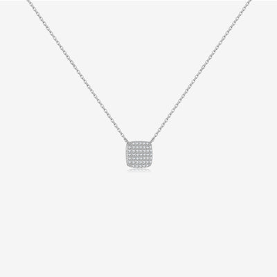Collar Colgante de Plata 925 con Piedra Cuadrada y Pavé Completo - Image 3