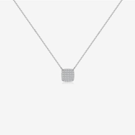 Collar Colgante de Plata 925 con Piedra Cuadrada y Pavé Completo - Image 3