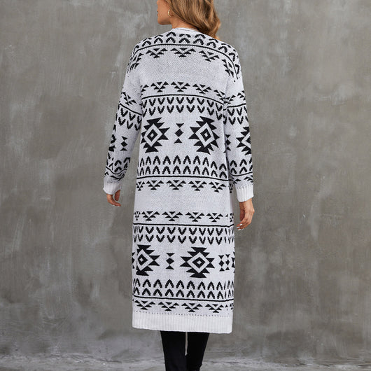 Cardigan Tejido Jacquard - Suéter Casual de Punto Largo - Image 4