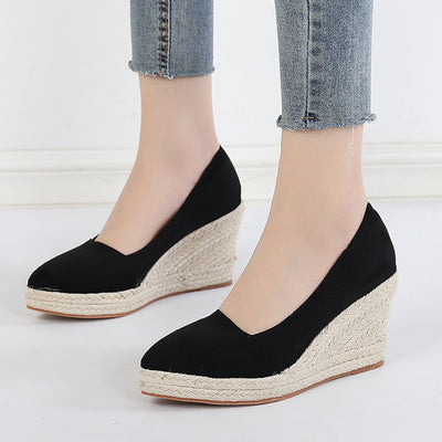 Zapatos de Tacón Alto Plataforma Punta Fina con Tejido de Paja y Tacón Grueso - Image 11