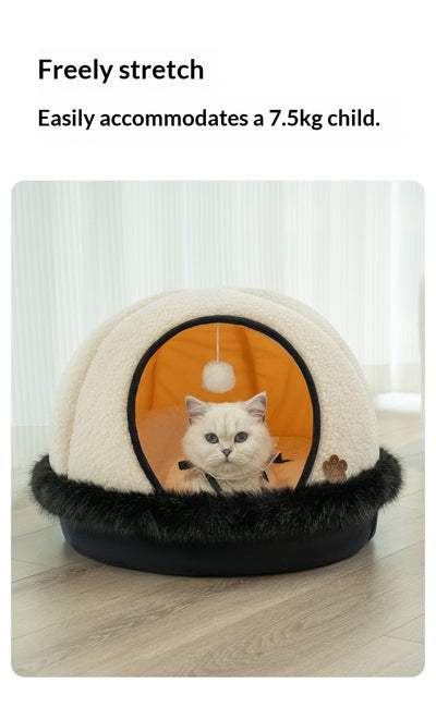 Cama Semicubierta para Gatos con Lana de Cordero - Calidez Invernal - Image 11