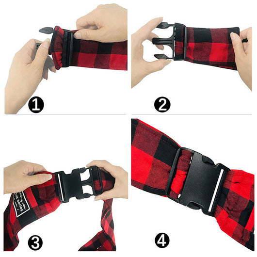 Bolsa Bandolera para Mascotas a Cuadros Rojo y Negro con Correa Ajustable - Image 2