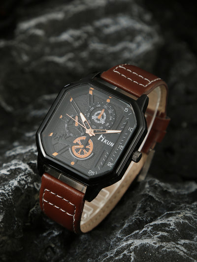 Reloj Casual para Hombre con Doble Capa y Esfera Cuadrada - Image 6