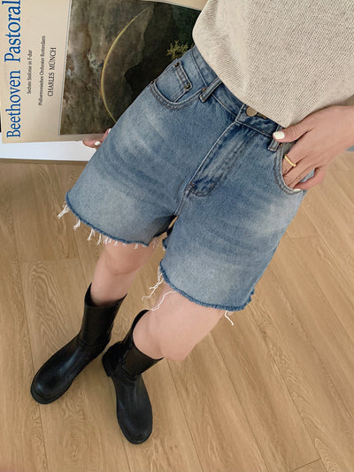 Shorts de Mezclilla Baggy Rotos con Acabado Raw Edge - Image 16
