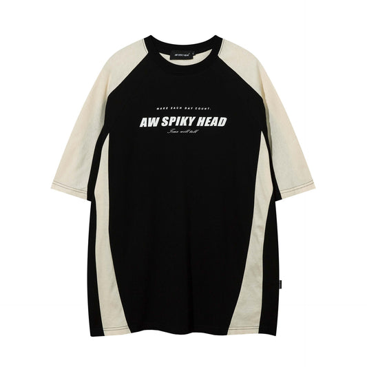 Camiseta Retro con Estampado de Letras en Colores Degradados para Hombre