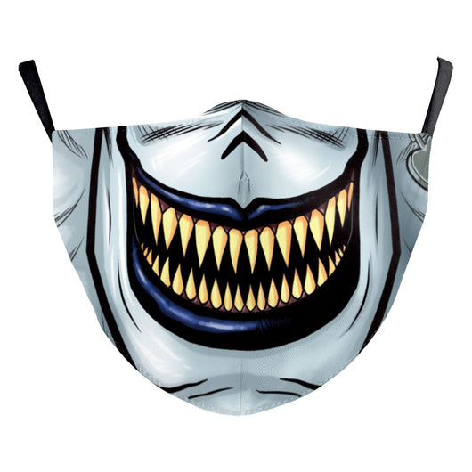 Red textured Halloween face mask with a grotesque skin design, prominent nose, and open mouth, featuring black ear loops. - Image 29