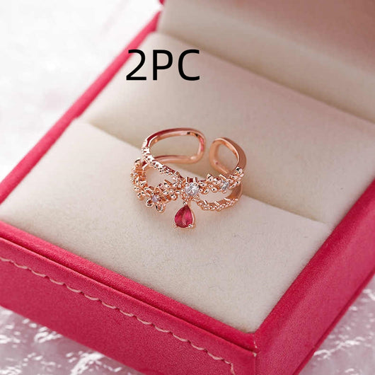 Anillo Flor de Cristal Diamante con Circonita Micro Incrustada - Diseño Abierto Ajustable - Image 24
