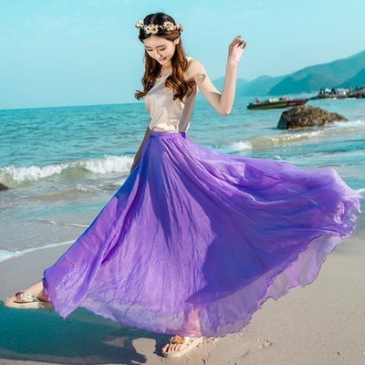 Vestido Playero Elegante de Gasa de Seda Dorada - Corte Amplio - Image 15