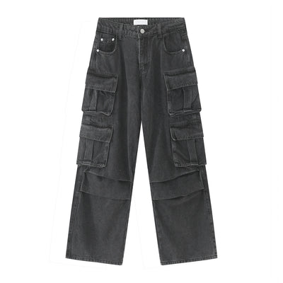 Pantalones Vaqueros Hip Hop Rotos Cintura Ancha con Costuras Decorativas - Image 15