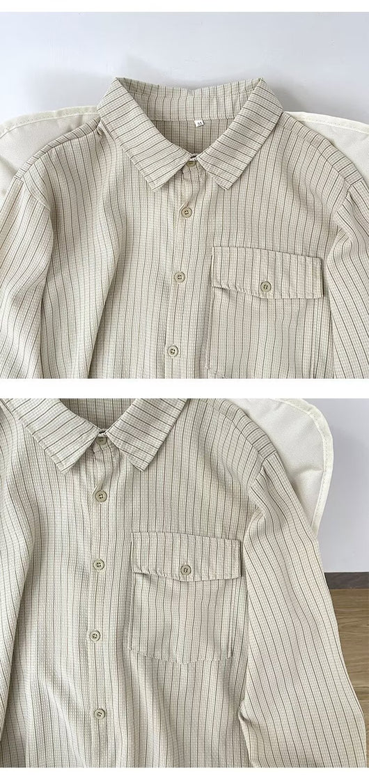Chaqueta Camisa Manga Larga Retro para Hombre - Image 9