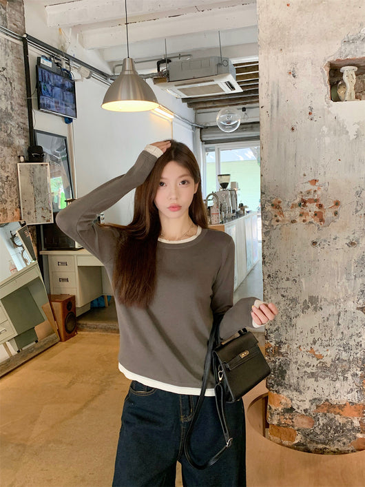 Blusa Larga de Dos Capas con Textura Cepillada para Mujer - Image 13