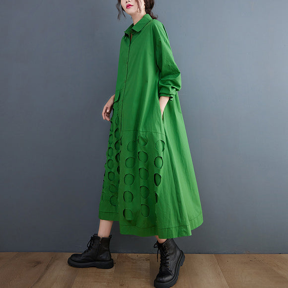 Abrigo Tipo Trench Casual Artístico Largo Holgado