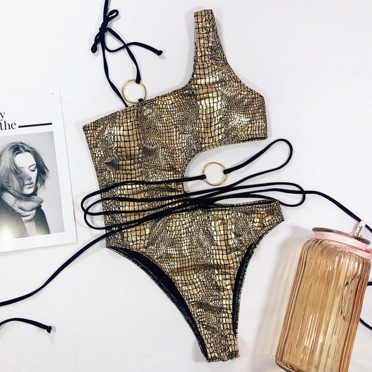 Bikini Asimétrico con Detalle Serpiente - Image 15