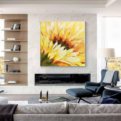 Cuadro Abstracto Girasoles Óleo sobre Lienzo Pintura Moderna Decoración Hogar Oficina - Image 3